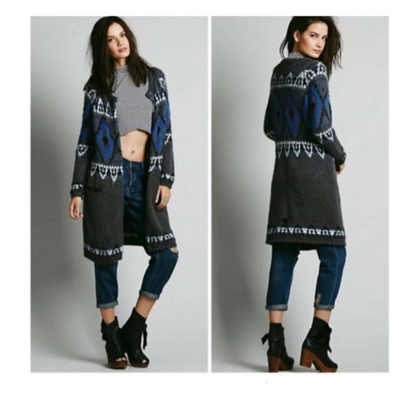 Free People Frosted Fairisle Cardigan Sweater NWT Size M - Picture 7 of 12